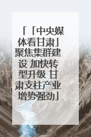 「中央媒体看甘肃」聚焦集群建设 加快转型升级 甘肃支柱产业增势强劲