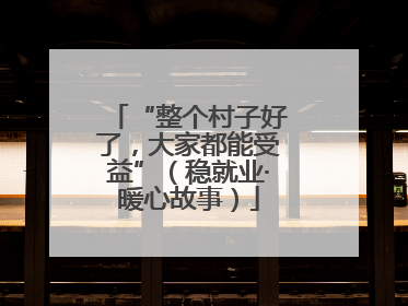 “整个村子好了，大家都能受益”（稳就业·暖心故事）