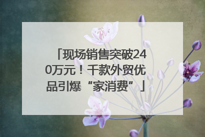 现场销售突破240万元！千款外贸优品引爆“家消费”