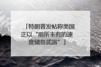 特朗普发帖称美国正以“前所未有的速度储备武器”