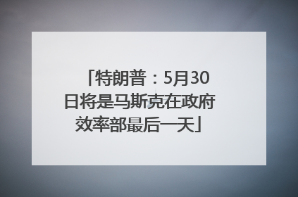 特朗普：5月30日将是马斯克在政府效率部最后一天