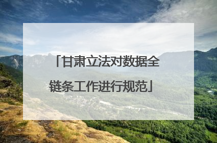 甘肃立法对数据全链条工作进行规范