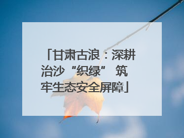 甘肃古浪：深耕治沙“织绿” 筑牢生态安全屏障