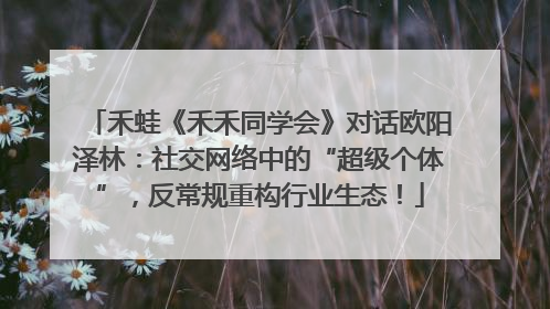 禾蛙《禾禾同学会》对话欧阳泽林：社交网络中的“超级个体”，反常规重构行业生态！