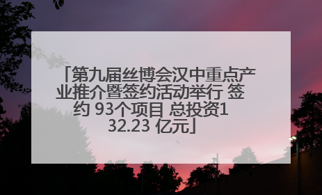 第九届丝博会汉中重点产业推介暨签约活动举行 签约 93个项目 总投资132.23 亿元