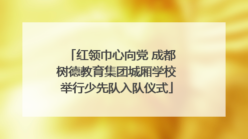 红领巾心向党 成都树德教育集团城厢学校举行少先队入队仪式