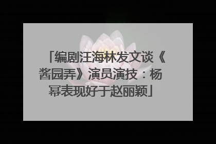 编剧汪海林发文谈《酱园弄》演员演技：杨幂表现好于赵丽颖