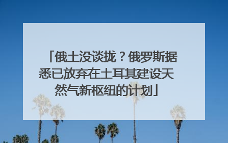 俄土没谈拢？俄罗斯据悉已放弃在土耳其建设天然气新枢纽的计划