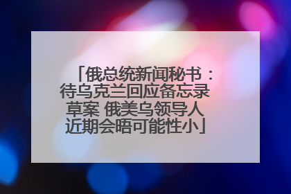 俄总统新闻秘书：待乌克兰回应备忘录草案 俄美乌领导人近期会晤可能性小