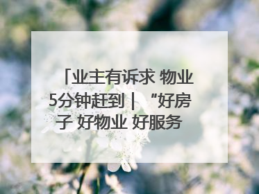 业主有诉求 物业5分钟赶到｜“好房子 好物业 好服务”系列报道④