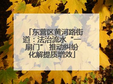 东营区黄河路街道：法治流水“一扇门” 推动纠纷化解提质增效