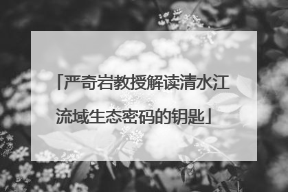 严奇岩教授解读清水江流域生态密码的钥匙
