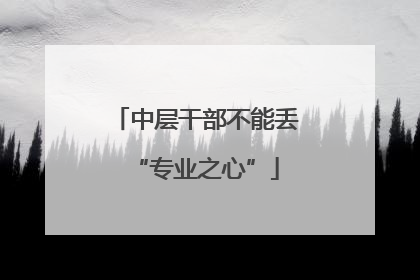 中层干部不能丢“专业之心”