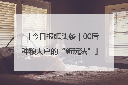 今日报纸头条｜00后种粮大户的“新玩法”
