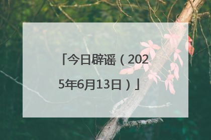 今日辟谣（2025年6月13日）