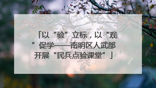 以“验”立标，以“观”促学——南明区人武部开展“民兵点验课堂”