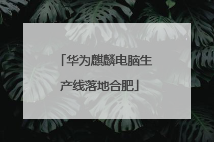 华为麒麟电脑生产线落地合肥