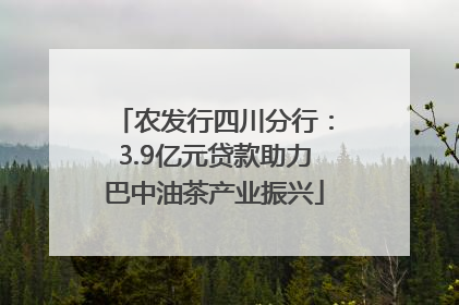 农发行四川分行：3.9亿元贷款助力巴中油茶产业振兴