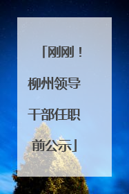刚刚！柳州领导干部任职前公示