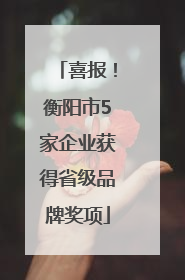 喜报！衡阳市5家企业获得省级品牌奖项