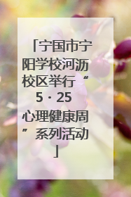 宁国市宁阳学校河沥校区举行“5・25 心理健康周”系列活动