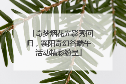 奇梦烟花光影秀回归，襄阳奇幻谷端午活动精彩纷呈