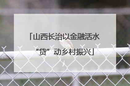 山西长治以金融活水“贷”动乡村振兴