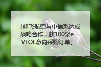 峰飞航空与中信系达成战略合作，获100架eVTOL意向采购订单