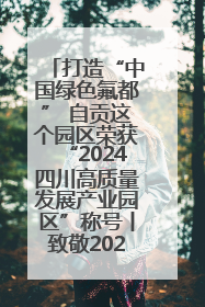 打造“中国绿色氟都” 自贡这个园区荣获“2024四川高质量发展产业园区”称号丨致敬2024经济影响力人物