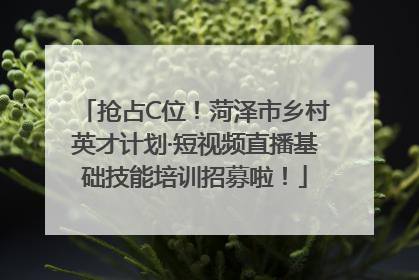 抢占C位！菏泽市乡村英才计划·短视频直播基础技能培训招募啦！