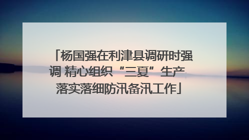 杨国强在利津县调研时强调 精心组织“三夏”生产 落实落细防汛备汛工作