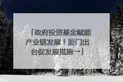 政府投资基金赋能产业链发展！厦门出台促发展措施→