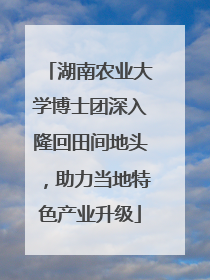 湖南农业大学博士团深入隆回田间地头，助力当地特色产业升级