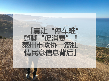 莫让“停车难”蹩脚“促消费”！泰州市政协一篇社情民意信息背后