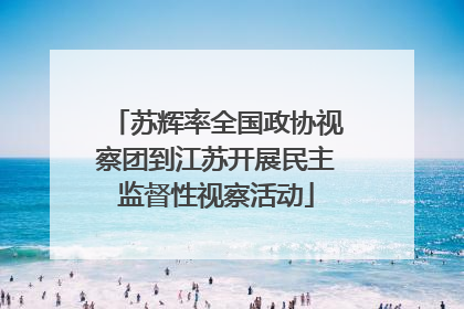 苏辉率全国政协视察团到江苏开展民主监督性视察活动