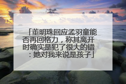 董明珠回应孟羽童能否再回格力，称其离开时确实是犯了很大的错：她对我来说是孩子