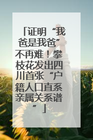 证明“我爸是我爸”不再难！攀枝花发出四川首张“户籍人口直系亲属关系谱”