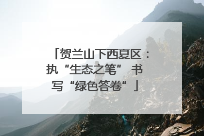 贺兰山下西夏区：执“生态之笔” 书写“绿色答卷”