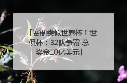 赛制类似世界杯！世俱杯：32队争霸 总奖金10亿美元
