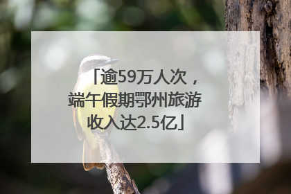 逾59万人次，端午假期鄂州旅游收入达2.5亿