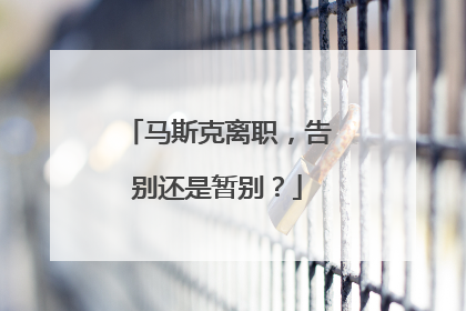 马斯克离职，告别还是暂别？