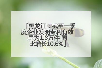 黑龙江：截至一季度企业发明专利有效量为1.8万件 同比增长10.6%