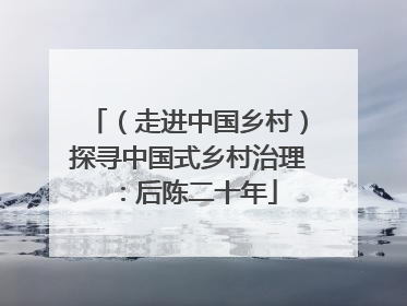 （走进中国乡村）探寻中国式乡村治理：后陈二十年