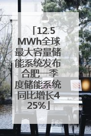 12.5MWh全球最大容量储能系统发布 合肥一季度储能系统同比增长425%