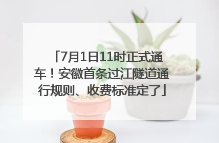 7月1日11时正式通车！安徽首条过江隧道通行规则、收费标准定了