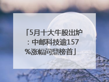 5月十大牛股出炉：中邮科技逾157%涨幅问鼎榜首